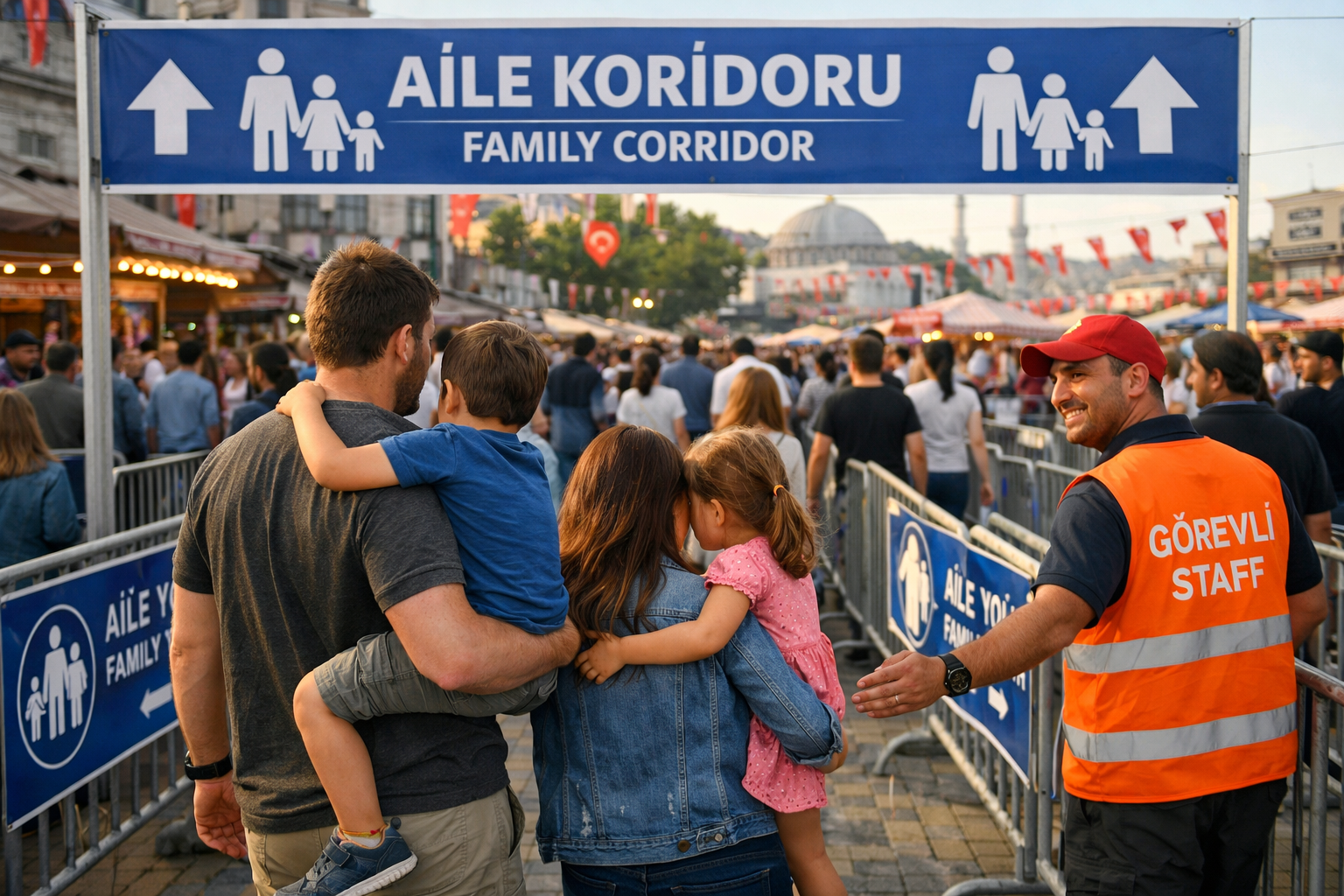 Kalabalik etkinlikte ailece yuruyus