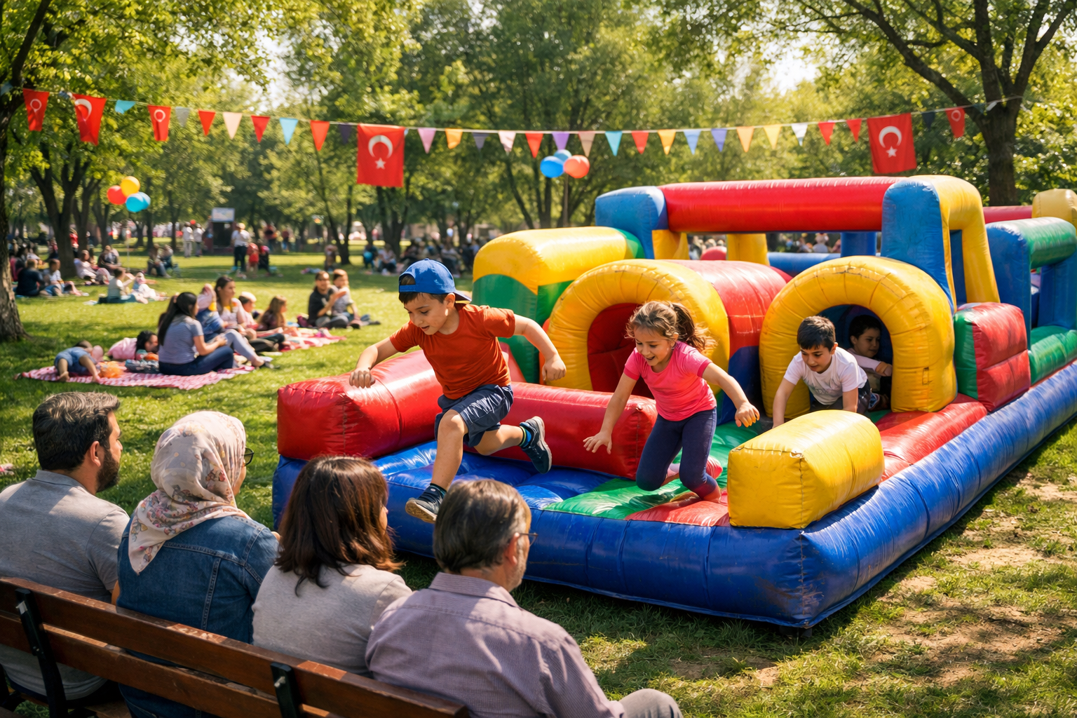 Parkta duzenlenen acik hava aile etkinligi