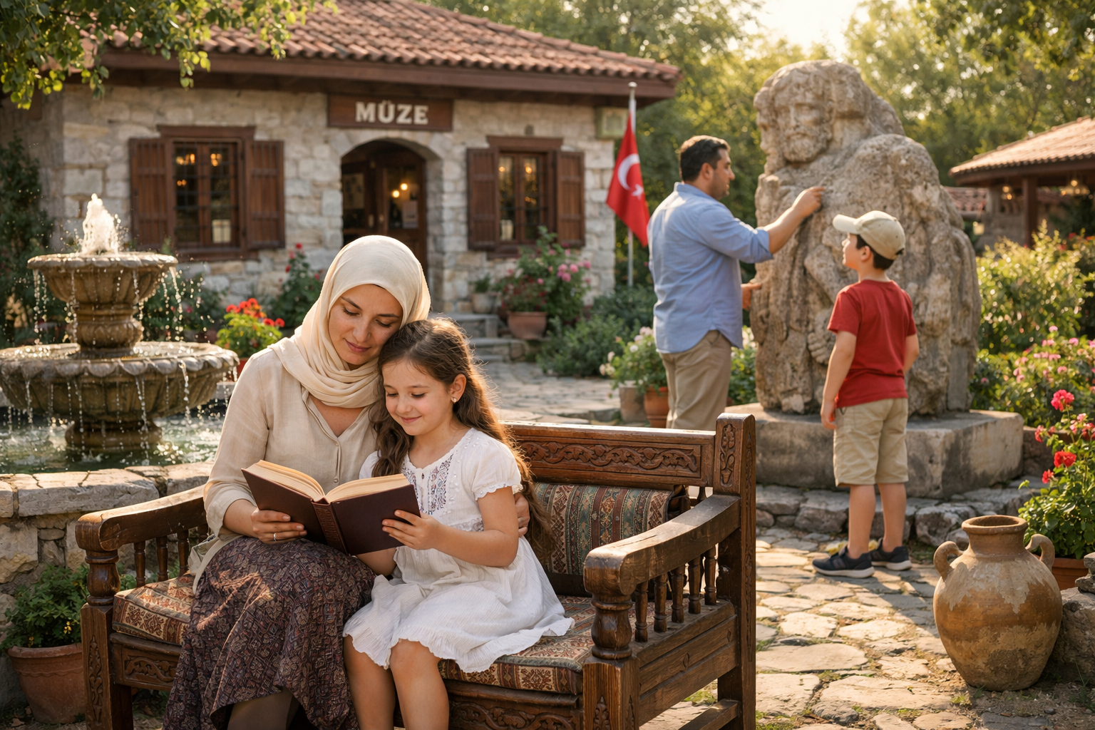 Sakin bir kultur gunu geciren aile