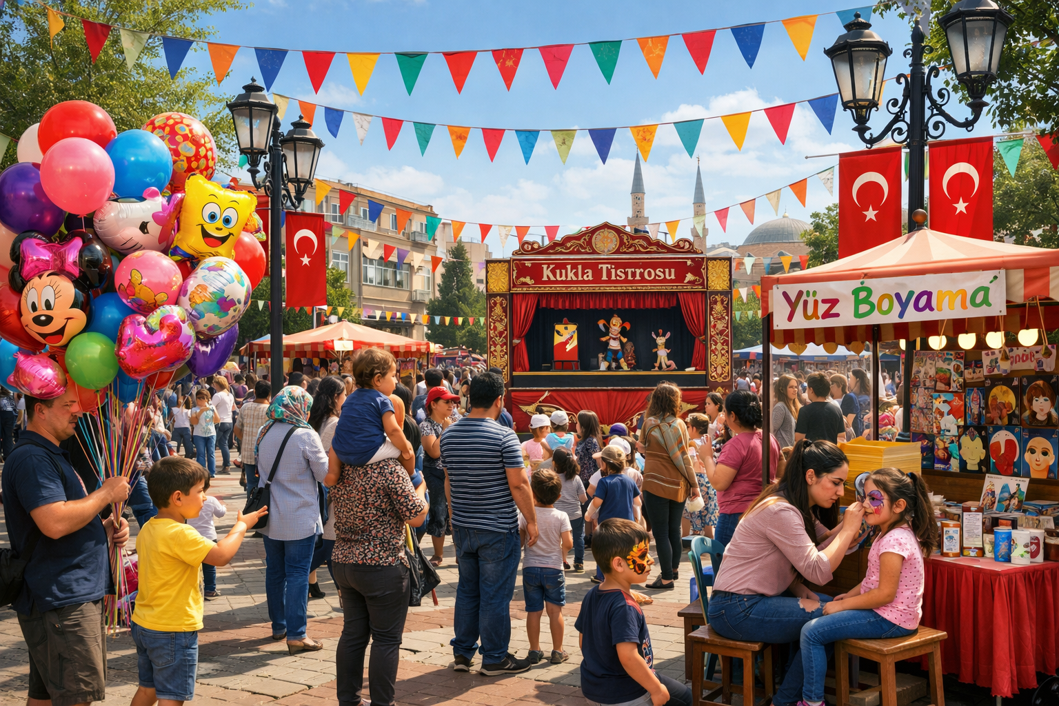 Sehir meydaninda duzenlenen aile dostu festival