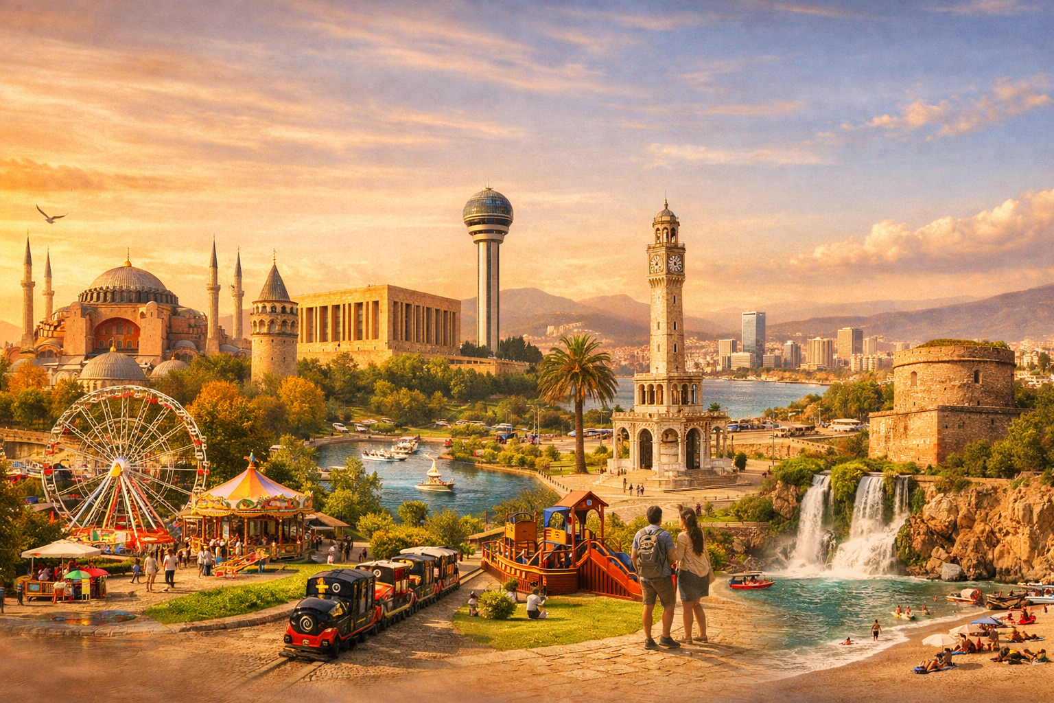 Turkiye'nin farkli sehirlerinden panoramik gorunum